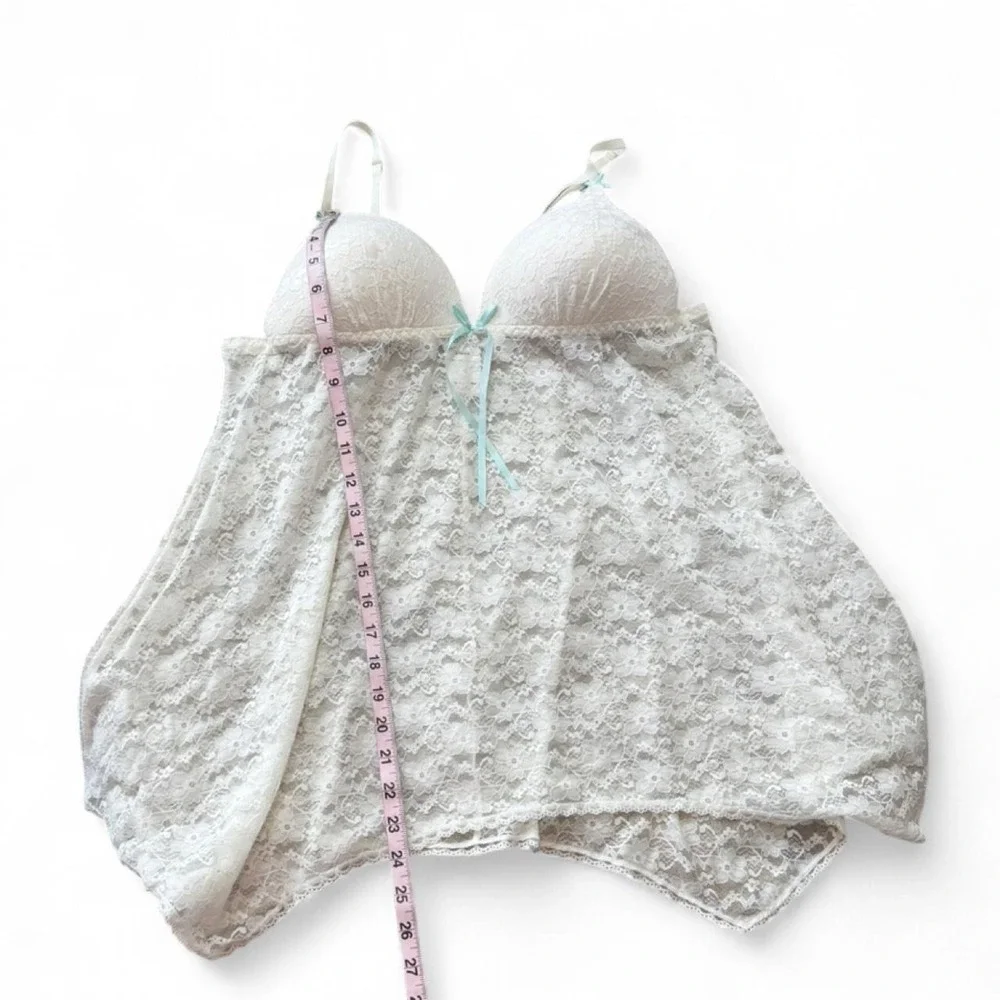 Intimo Donatella White‎ Floral Lace Babydoll Chemise, Women's Size XL.